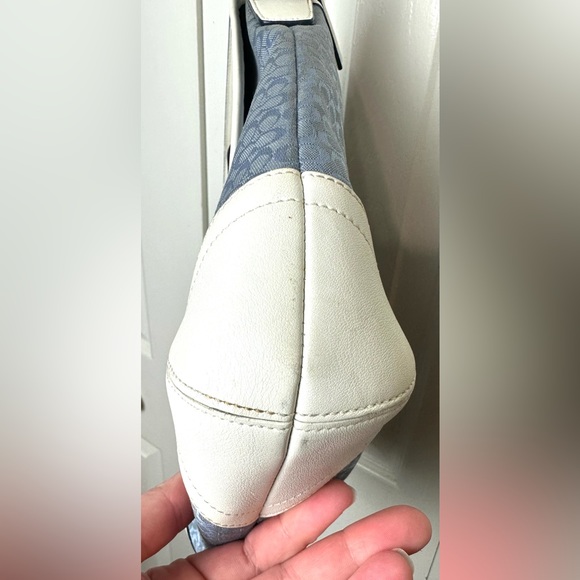 Vtg COACH Signature Jacquard Crossbody Purse Blue Canvas White Leather Y2K Bag - Picture 6 of 16